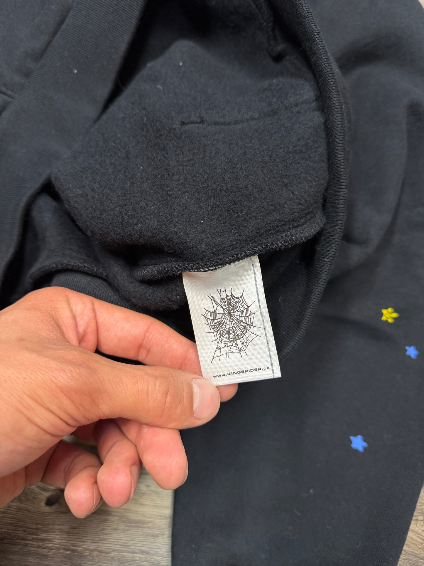 SP5DER PUNK V2 BLACK HOODED ZIPUP SWEATSHIRT (S)