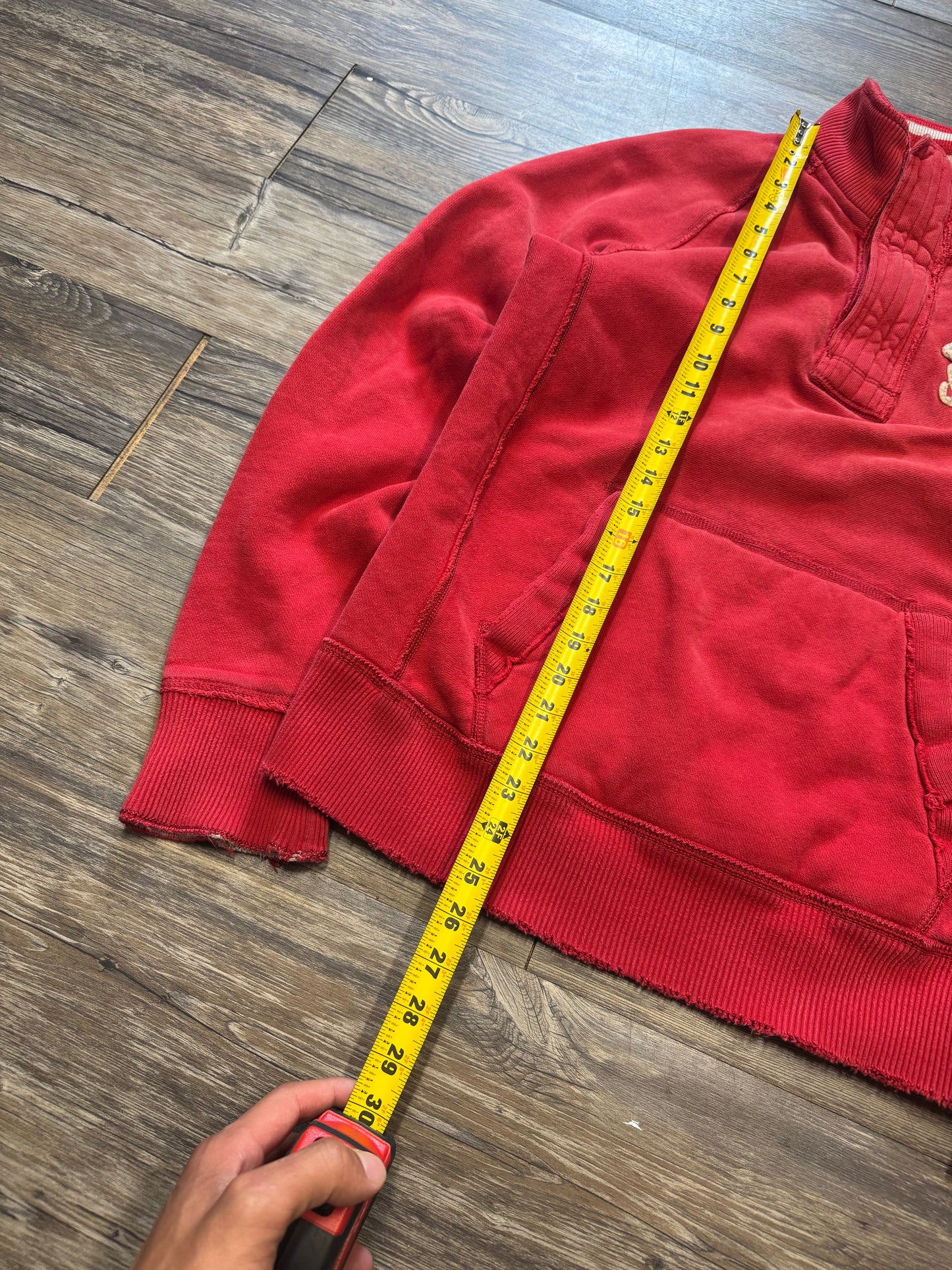 ABERCROMBIE & FITCH RIBBED POCKET QUARTER-ZIP (L)