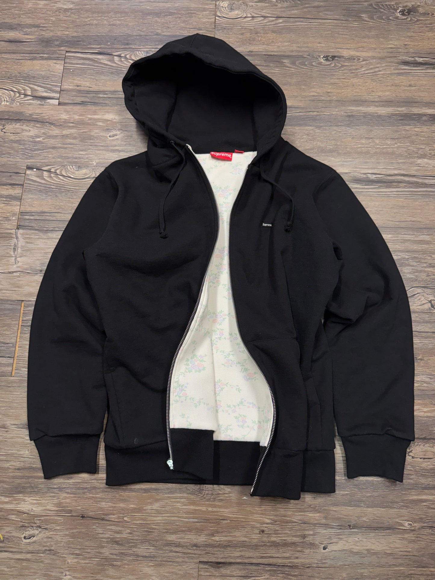 SUPREME BLACK THERMAL LINED HOODIE (L)