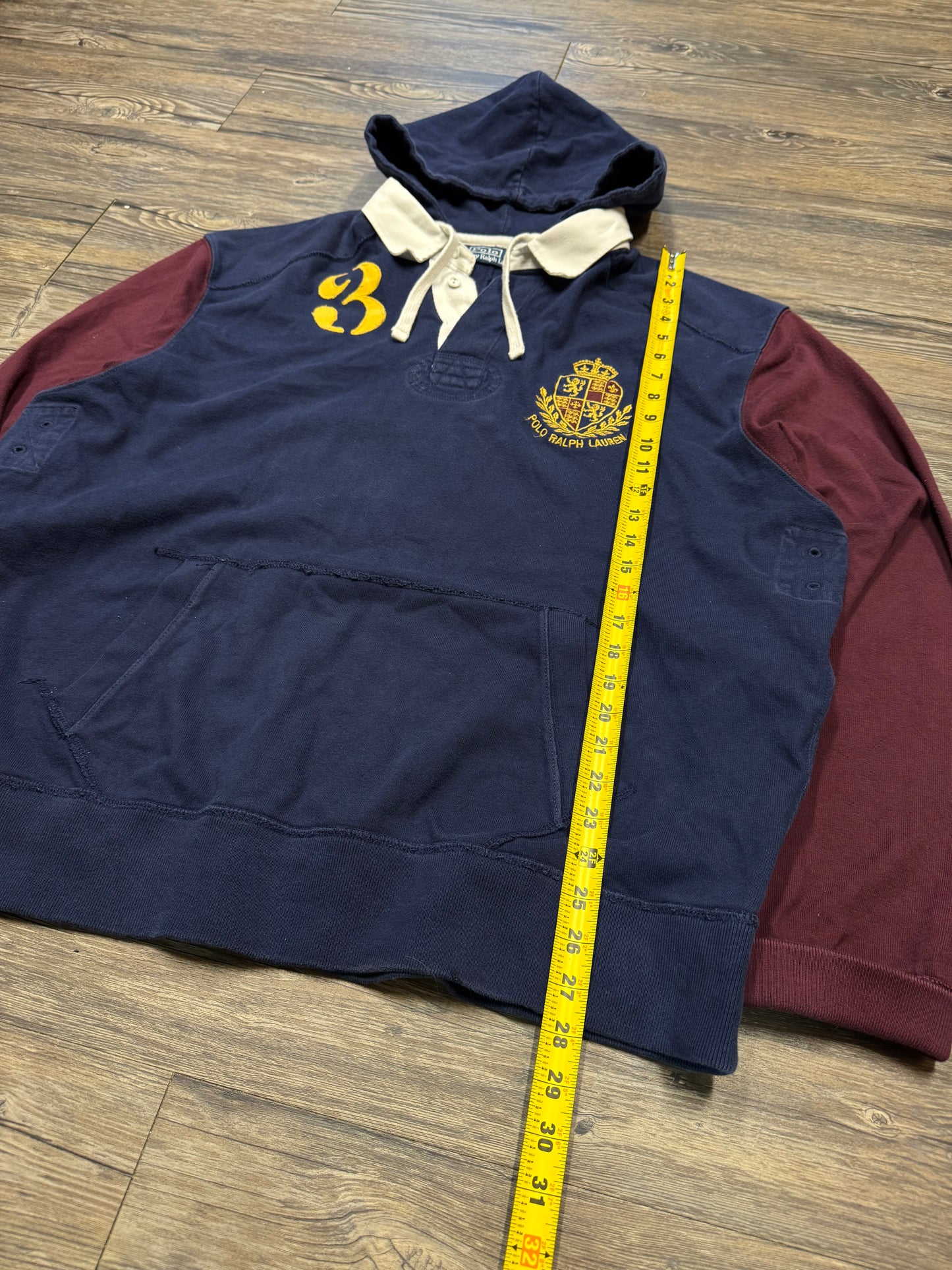 POLO RALPH LAUREN COLORBLOCK COLLARED HOODIE (XXL)