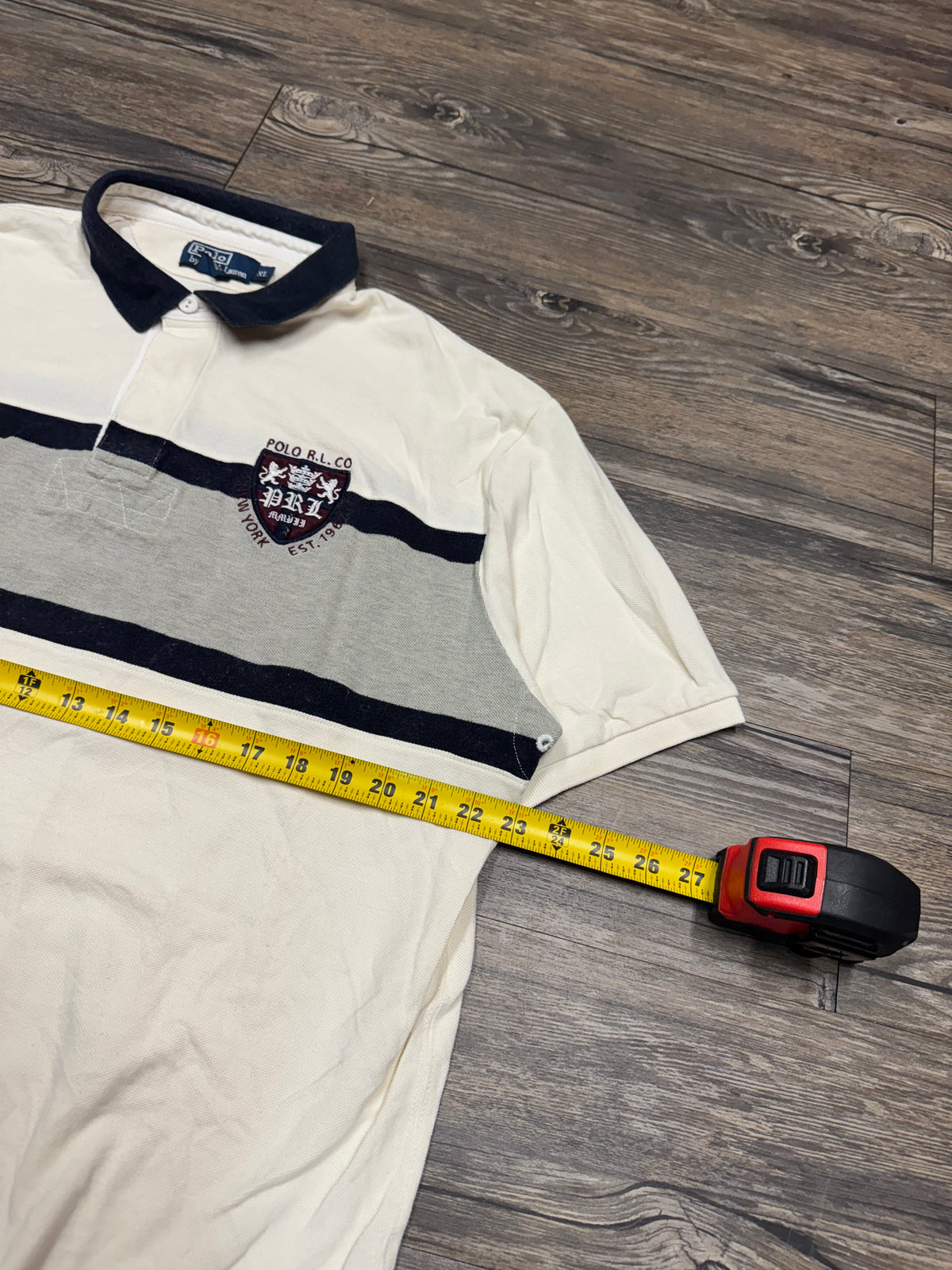 POLO RALPH LAUREN NEW YORK CREST STRIPED POLO SHIRT (XL)