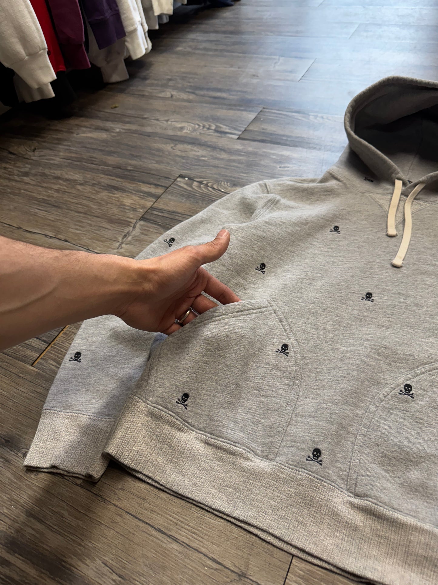 POLO RALPH LAUREN GRAY SKULL HOODIE (S)