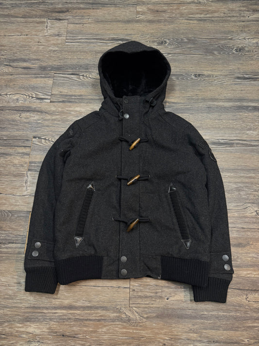 NWT SCHOTT NYC WOOL HOODED BOMBER JACKET (L)