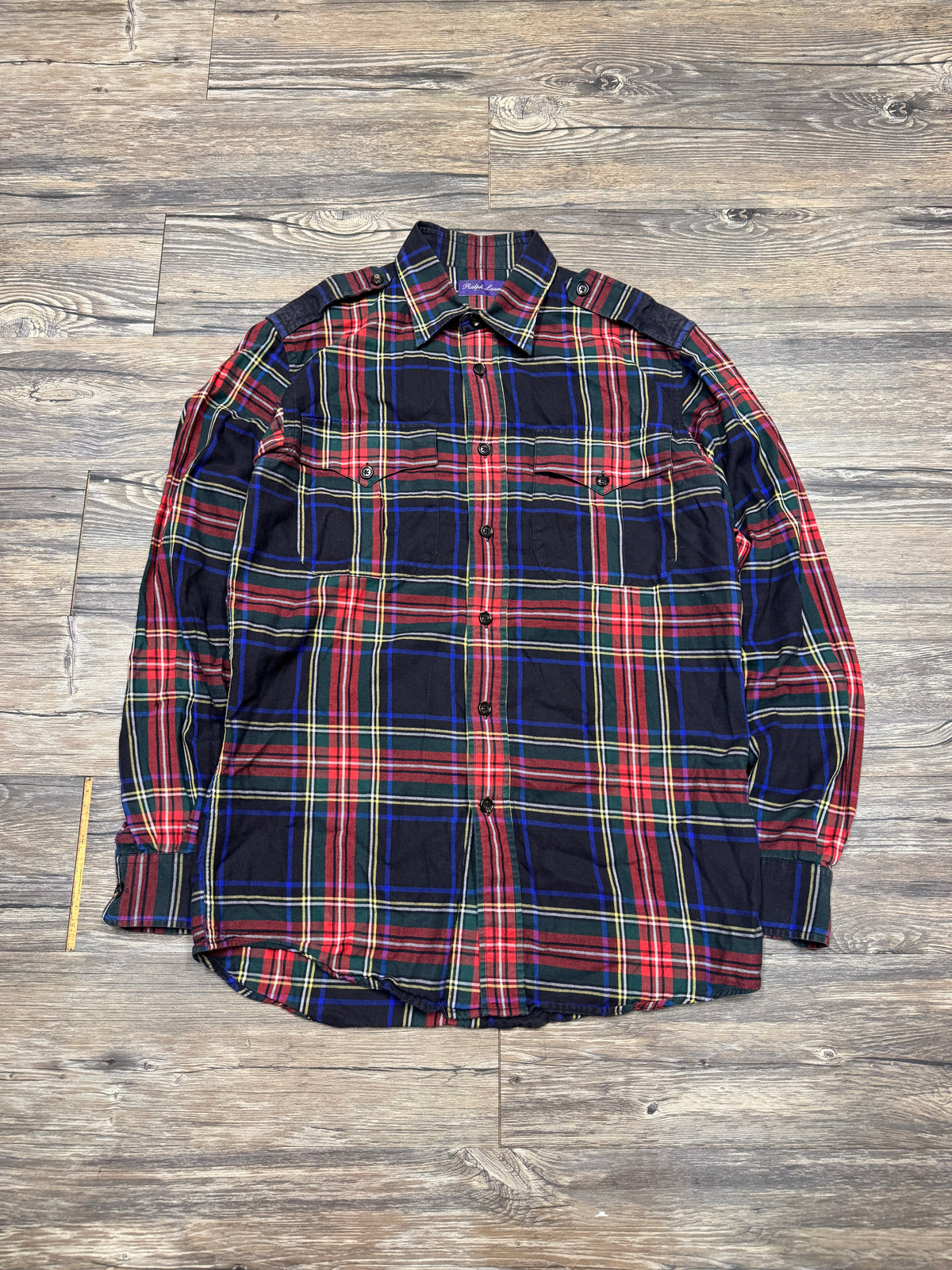 POLO RALPH LAUREN PURPLE LABEL PLAID FLANNEL (M)