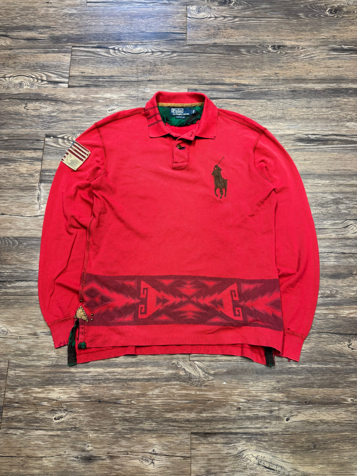 POLO RALPH LAUREN AZTEC FLAG 1/1 LONGSLEEVE POLO (L)