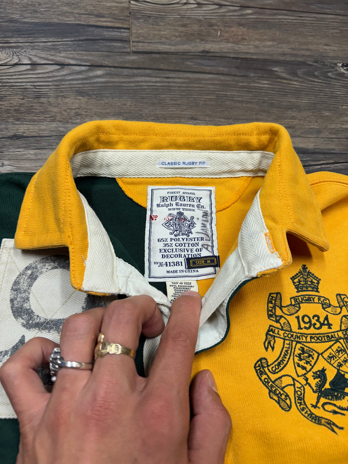 POLO RALPH LAUREN RUGBY LINE LION COLORBLOCK CREST LONGSLEEVE (M)
