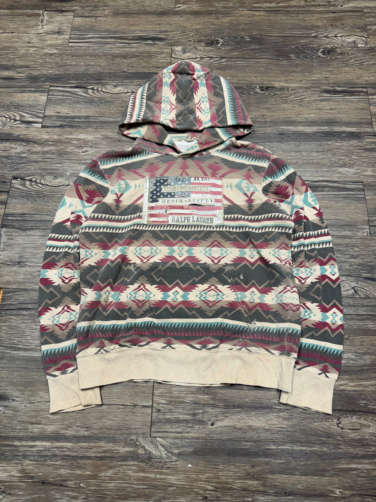 POLO RALPH LAUREN DENIM & SUPPLY AZTEC HOODIE (L)
