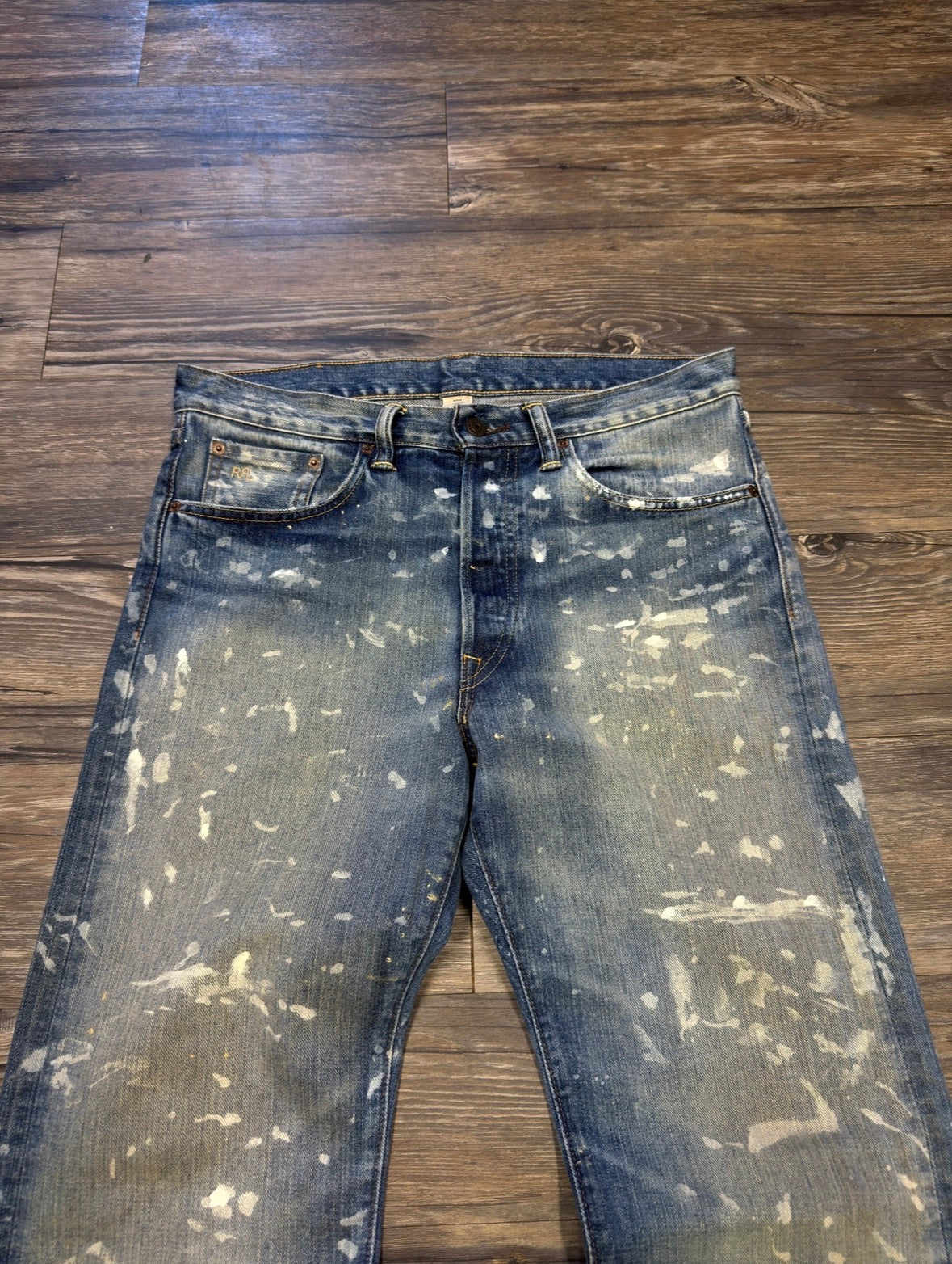 RRL PAINT SPLATTER STRAIGHT FIT DENIM (30)