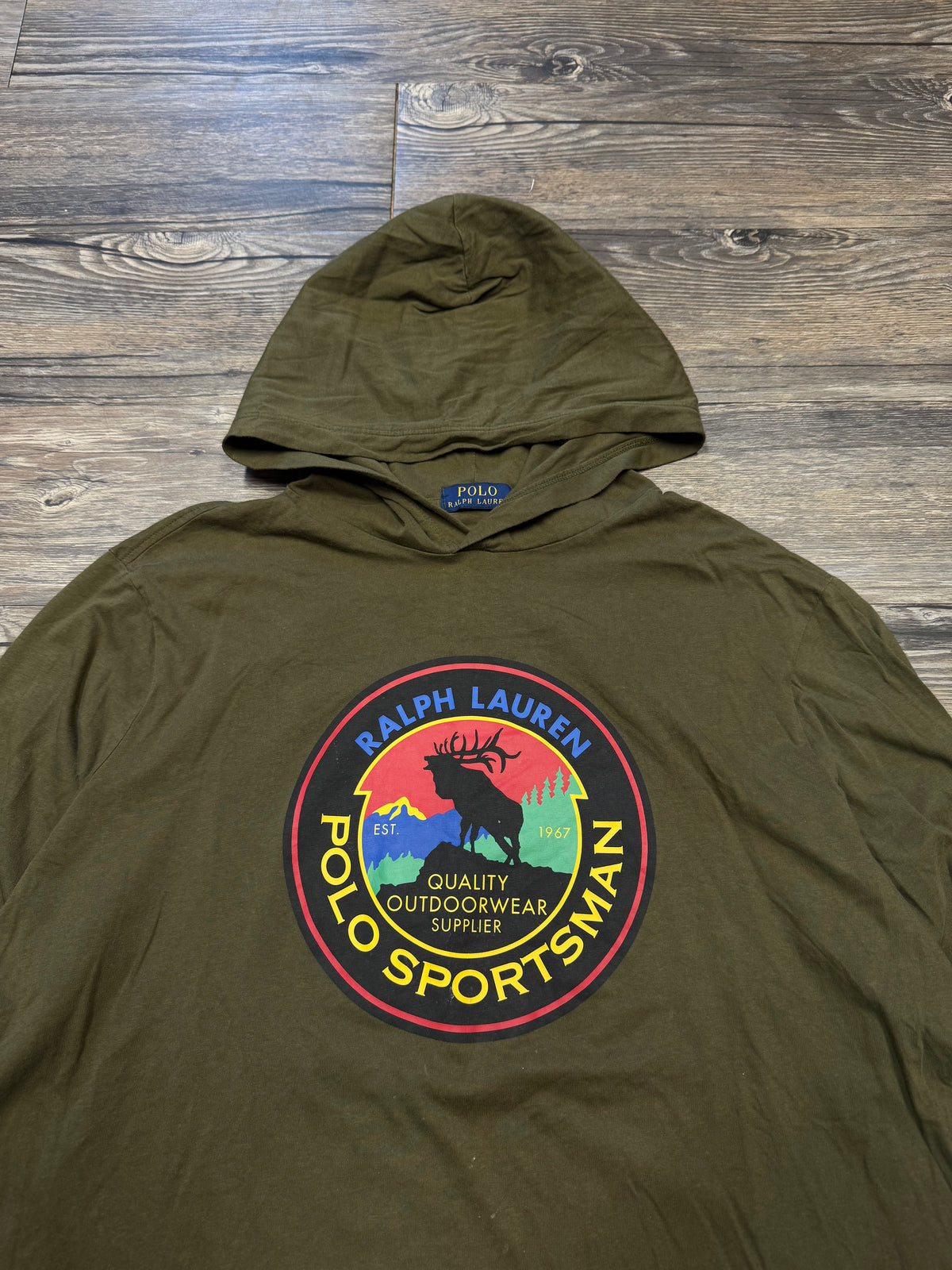 POLO RALPH LAUREN SPORTSMAN EMBLEM HOODED SWEATSHIRT (M)