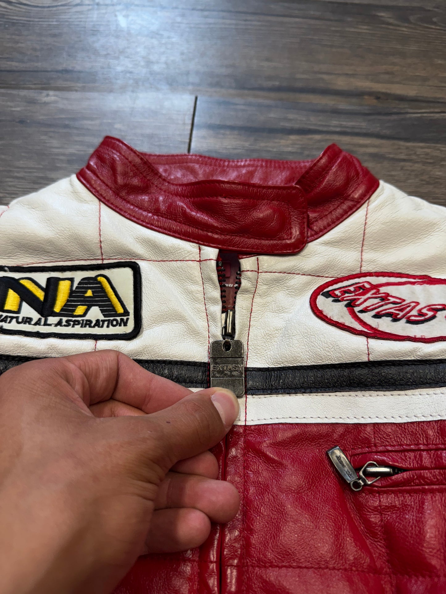EXTASY VINTAGE LEATHER RACE JACKET (S)