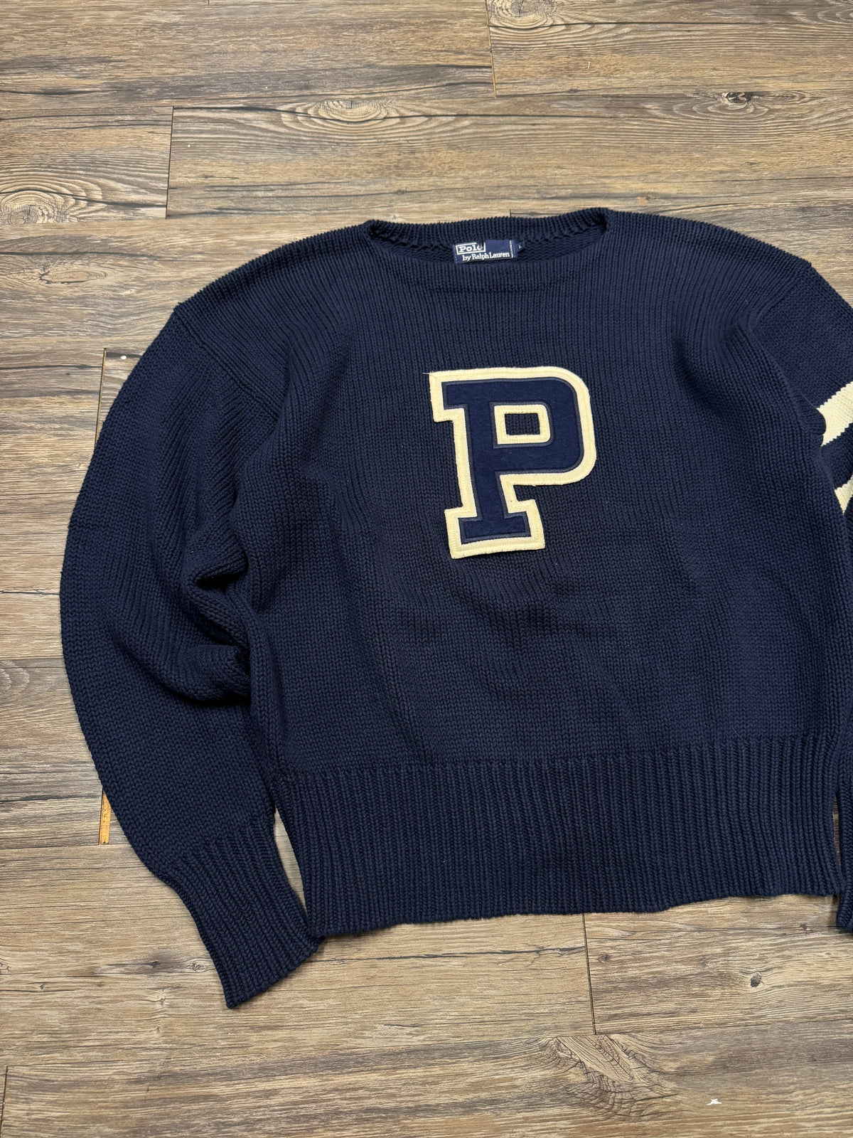 POLO RALPH LAUREN 1990 VARSITY LETTER KNIT SWEATER (L)