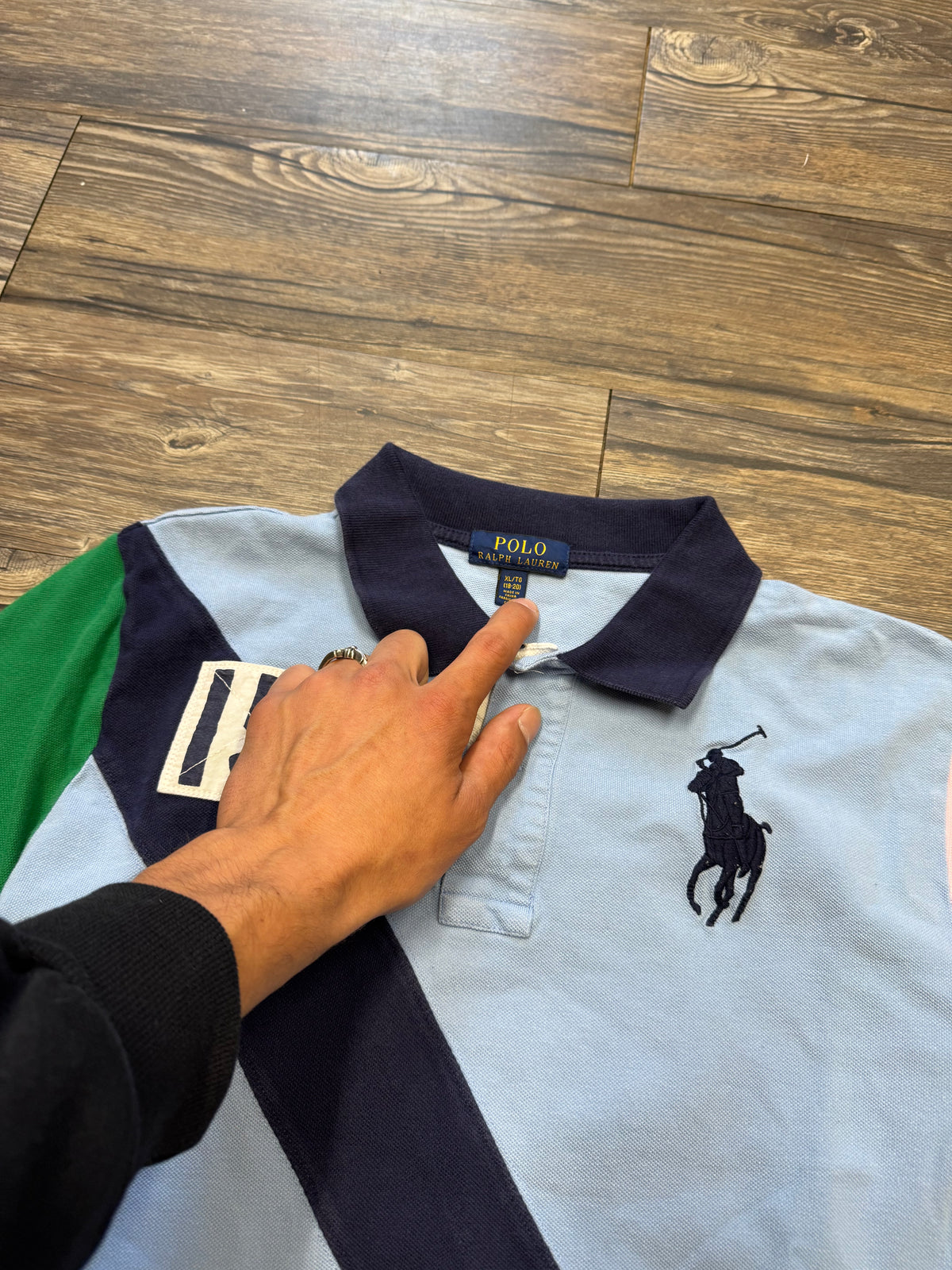 POLO RALPH LAUREN MULTI-COLORED STRIPE BIG PONY POLO (S)