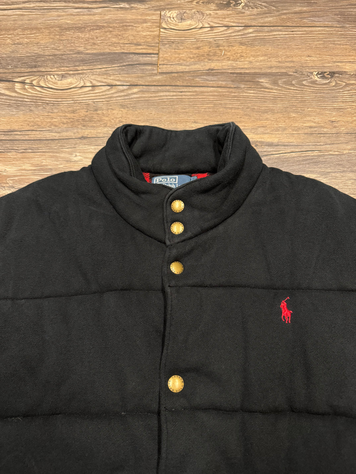 POLO RALPH LAUREN PLAID LINED QUILTED PUFFER VEST (XL)
