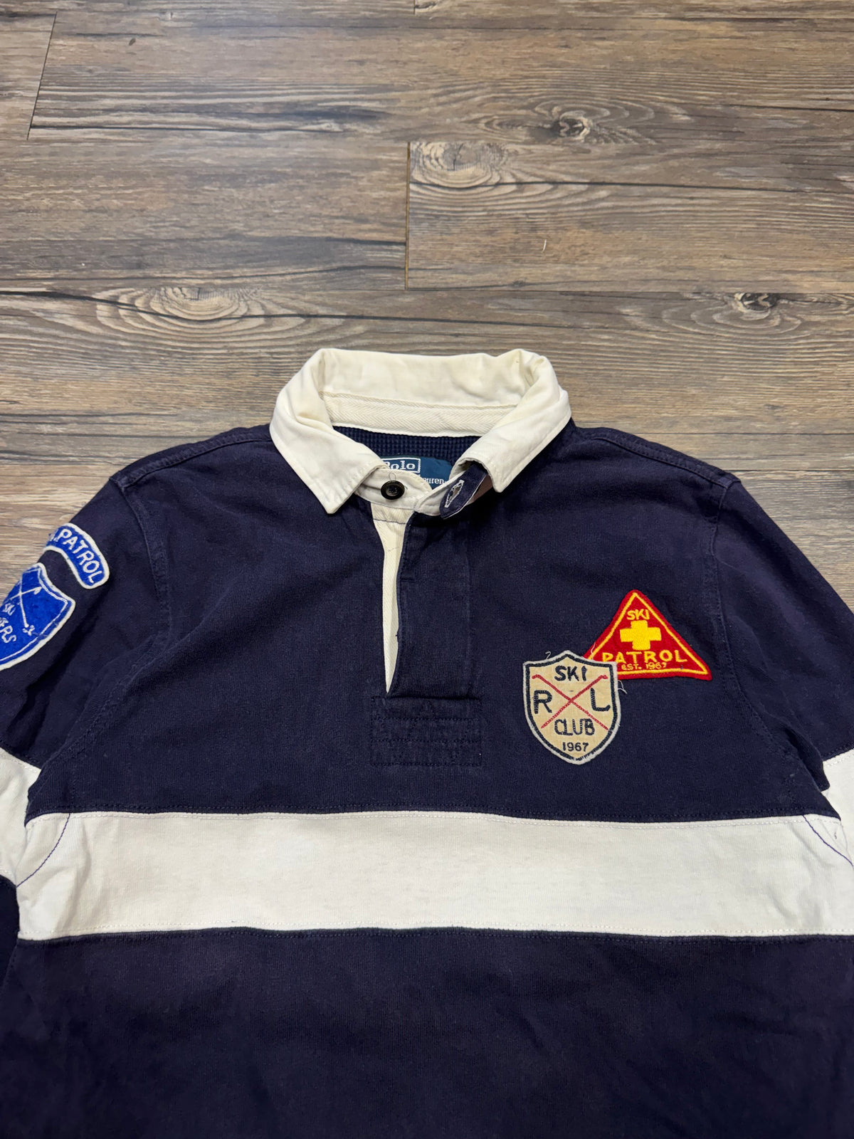 POLO RALPH LAUREN SKI PATROL WAFFLE LINED RUGBY SHIRT (S)
