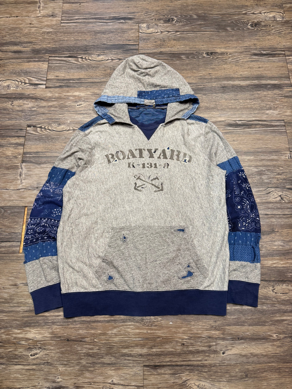 POLO RALPH LAUREN BOATYARD PATCHWORK STENCIL AFTERHOOD SWEATSHIRT (L)