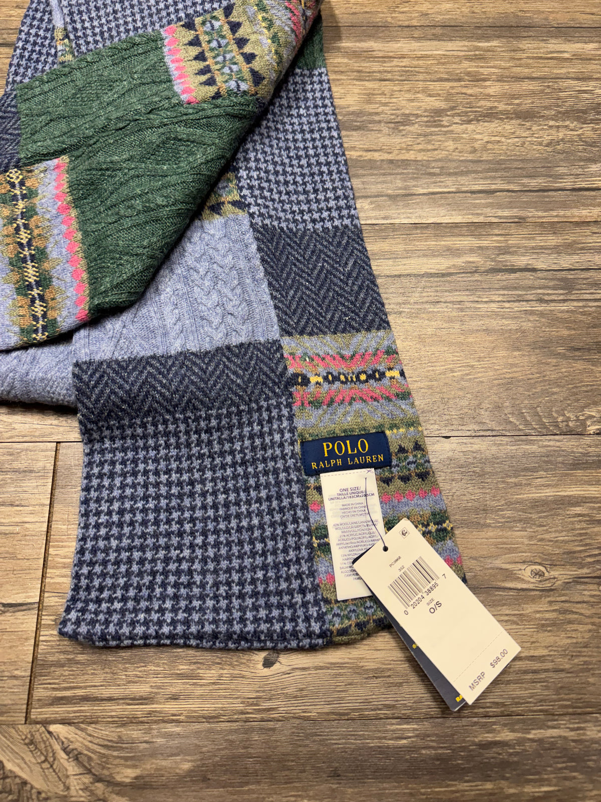 POLO RALPH LAUREN MENS PATCHWORK KNIT SCARF (OS)