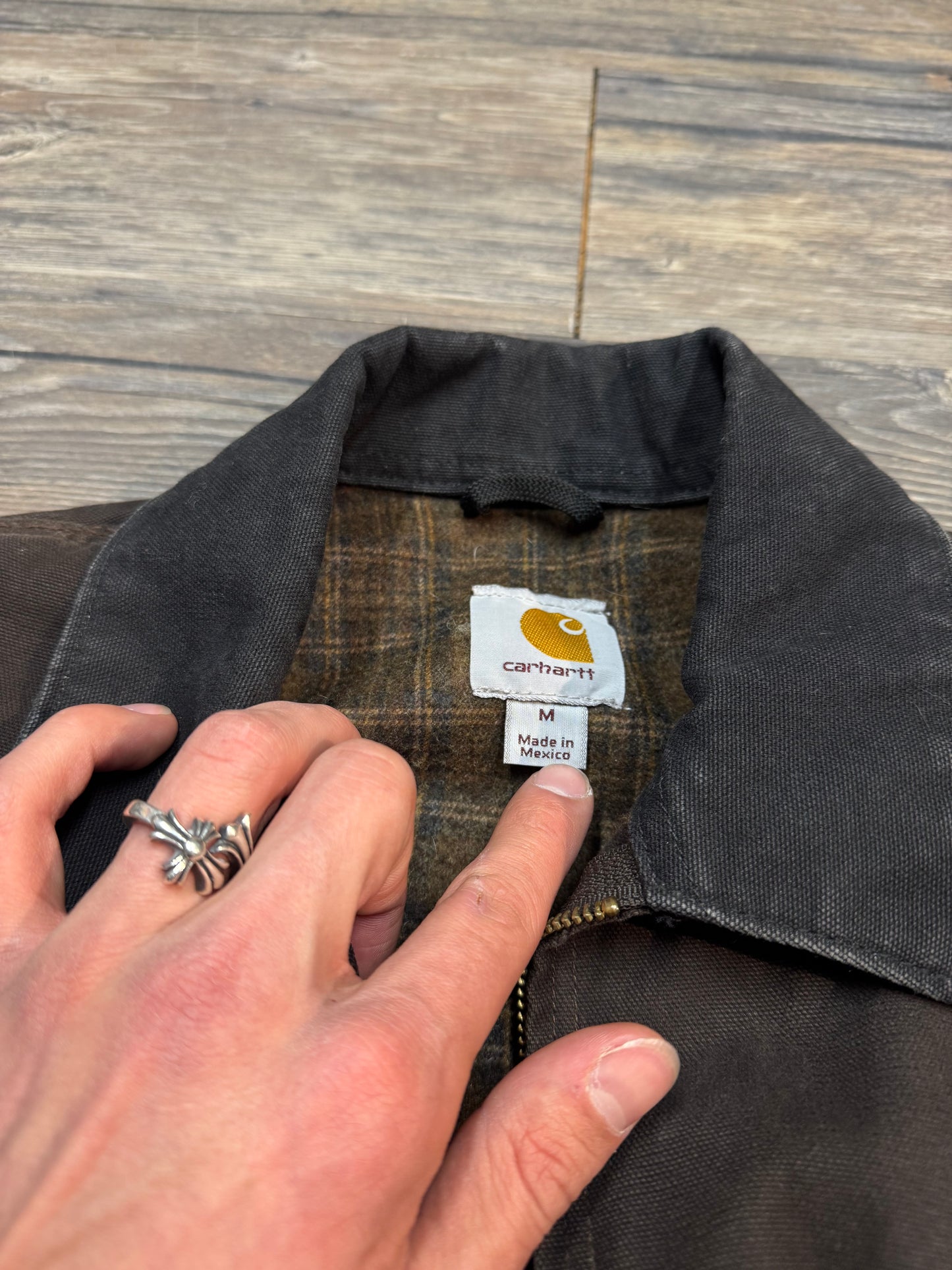 BROWN CARHARTT BLANKET LINED DETROIT JACKET (M)