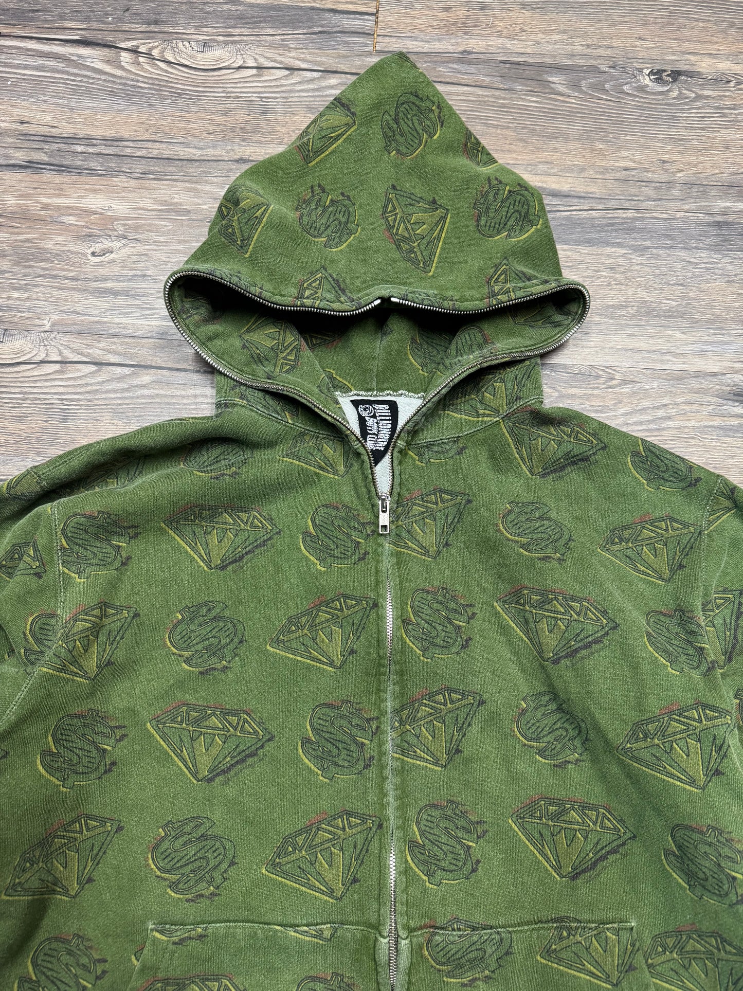 BILLIONAIRE BOYS CLUB DIAMONDS & DOLLARS FULL ZIP HOODIE (L)