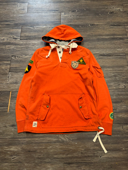 POLO RALPH LAUREN SKIT PATROL HENLEY PATCHWORK HOODED SWEATSHIRT (S)