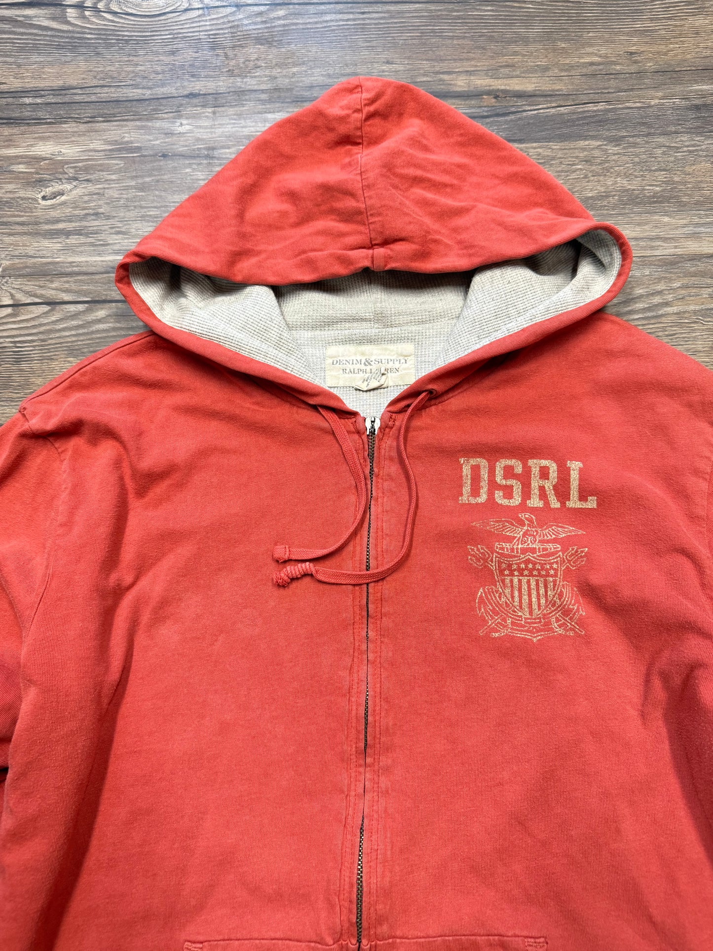 RALPH LAUREN DENIM & SUPPLY FADED RED ZIP UP (L)