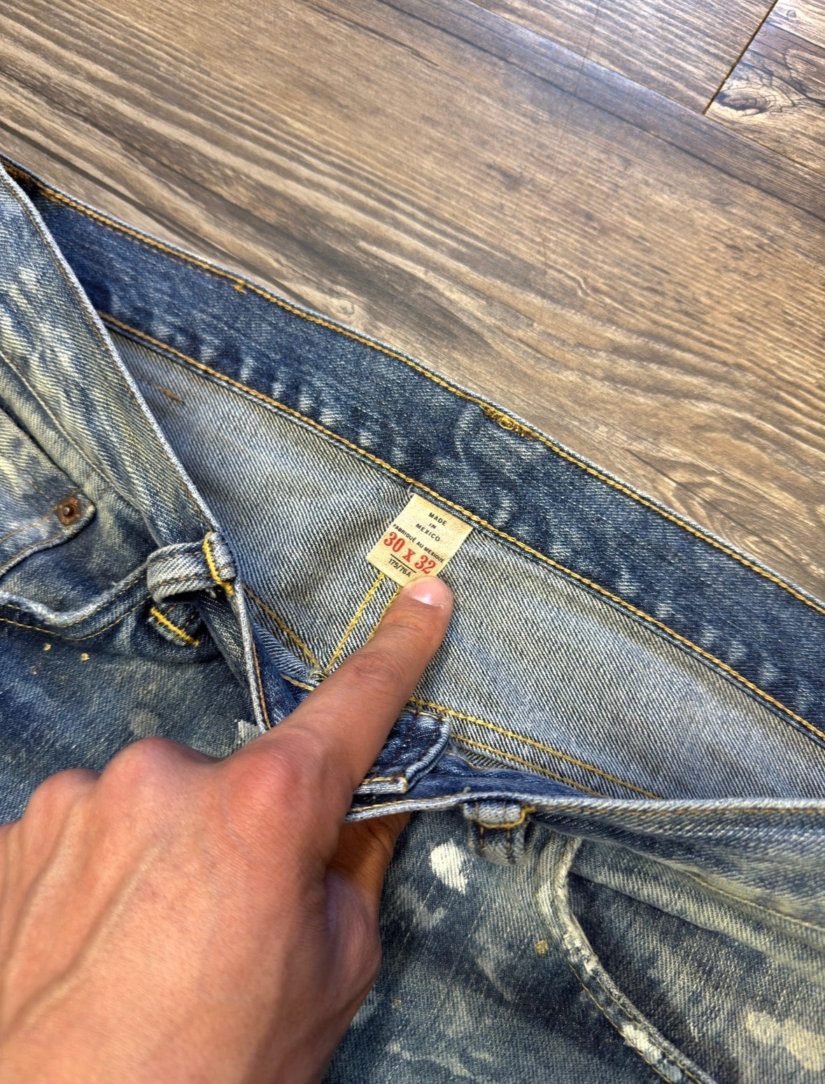 RRL PAINT SPLATTER STRAIGHT FIT DENIM (30)