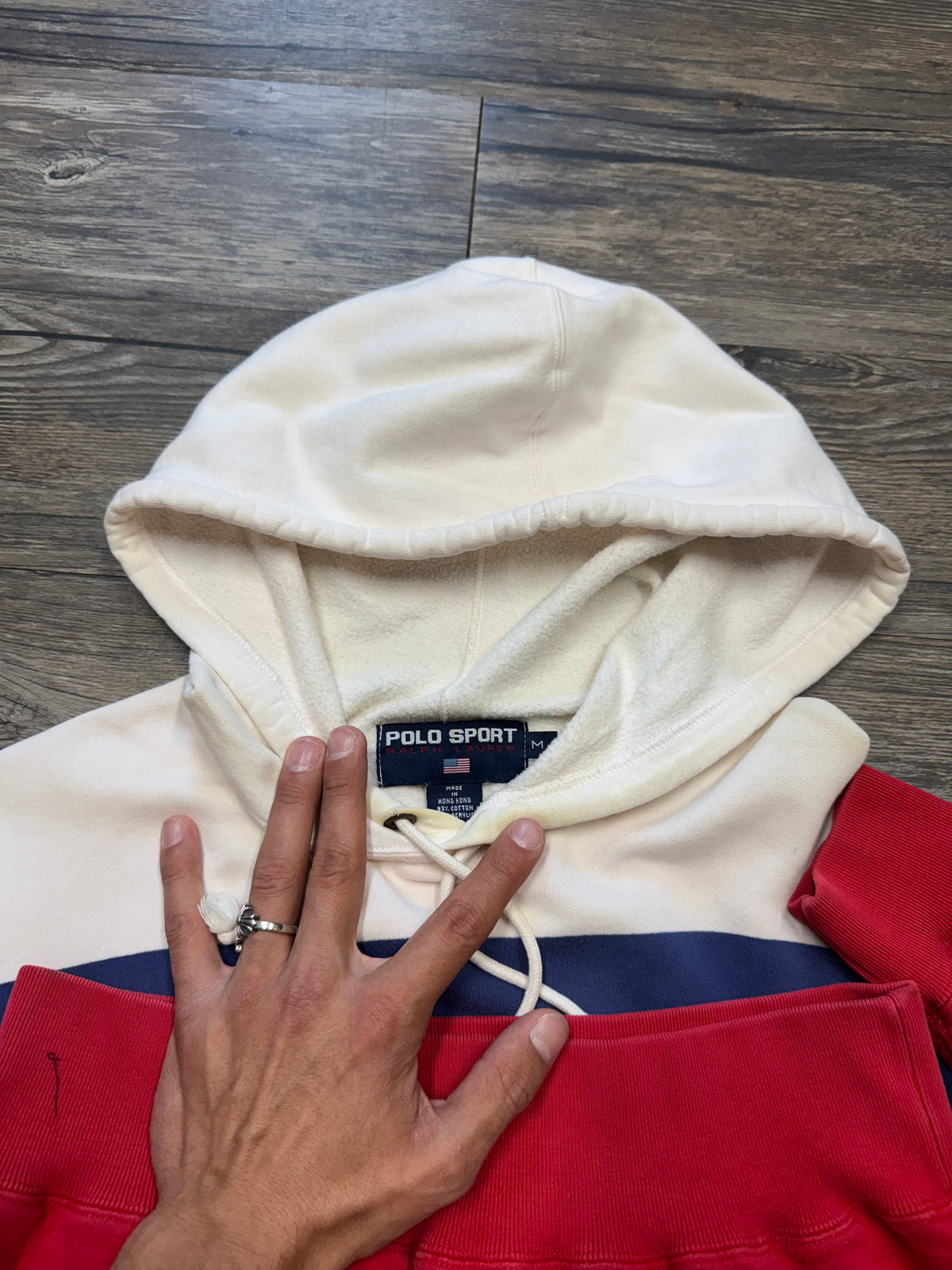 90’s POLO SPORT RALPH LAUREN STRIPED HOODIE (M)