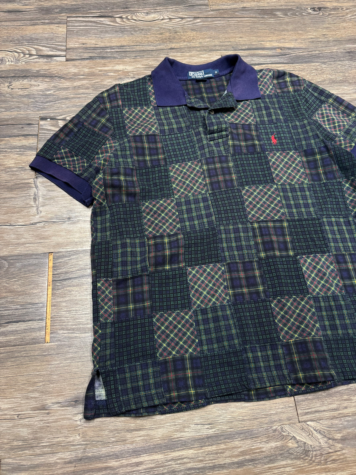 POLO RALPH LAUREN PATCHWORK PLAID POLO (M)