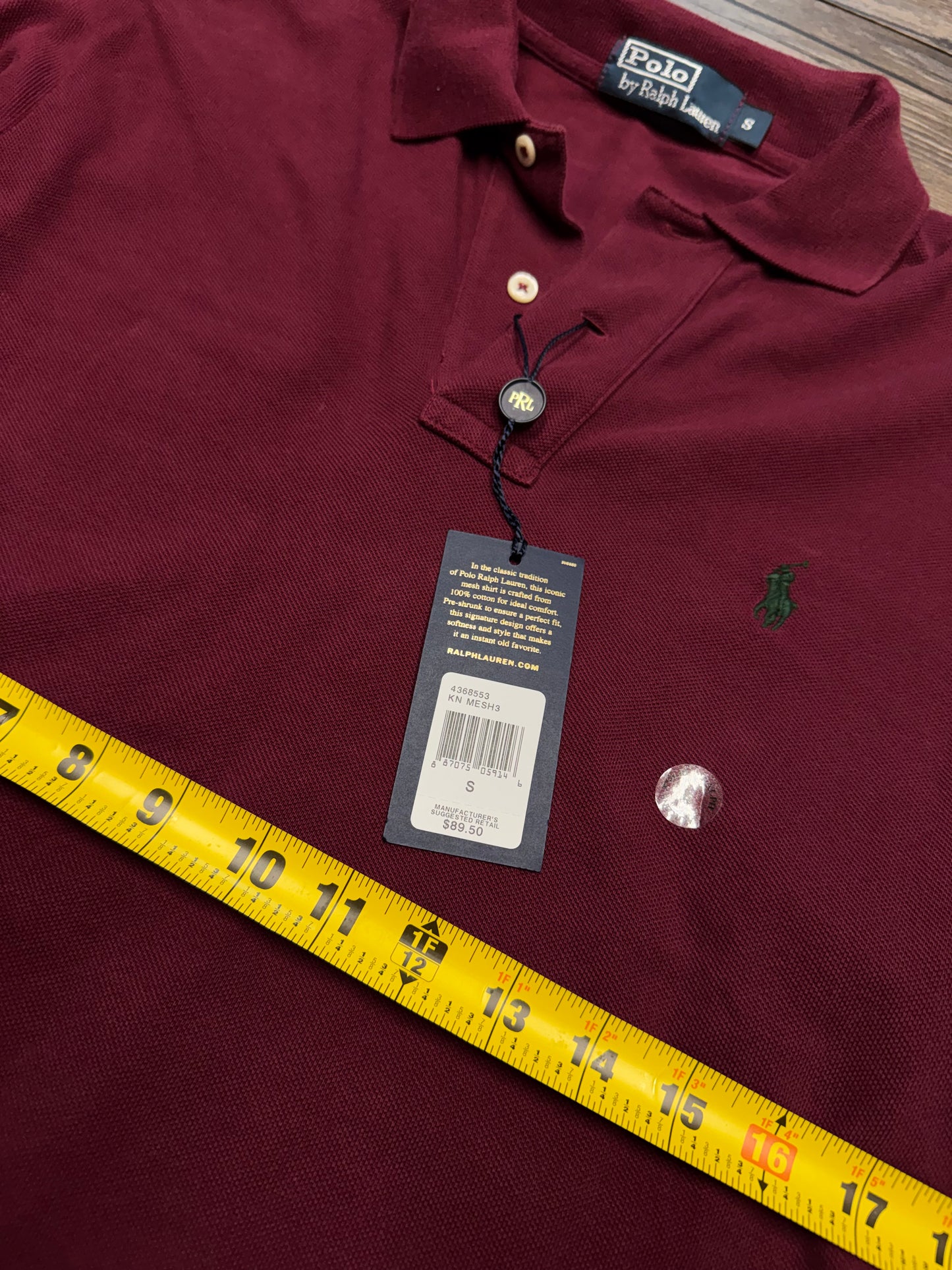 POLO RALPH LAUREN LONG-SLEEVE MAROON POLO (S)