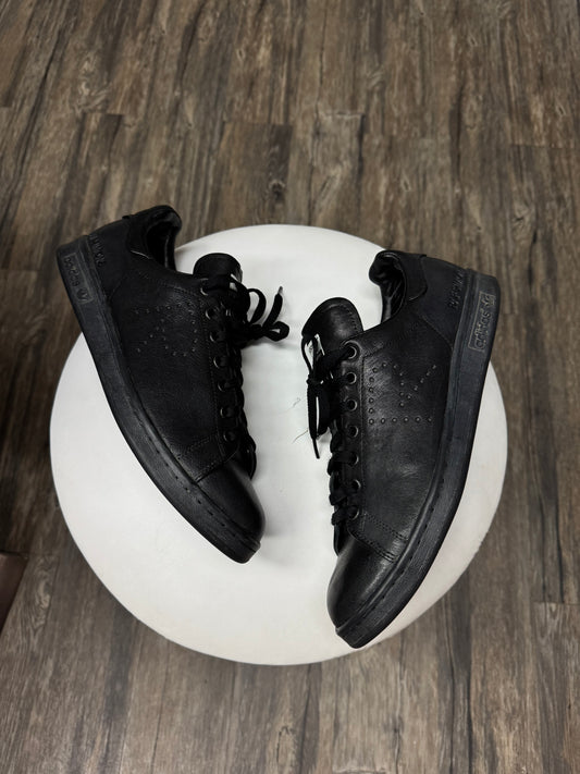 RAF SIMONS X STANS SMITH LEATHER BLACK LOW TOP SNEAKERS (10.5)