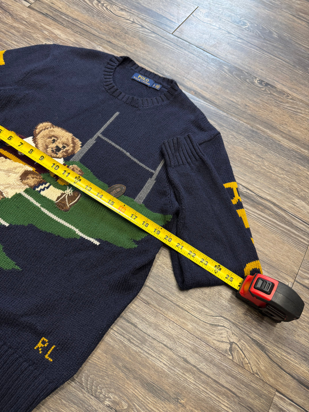 POLO RALPH LAUREN RUGBY BEAR KNIT SWEATER (S)