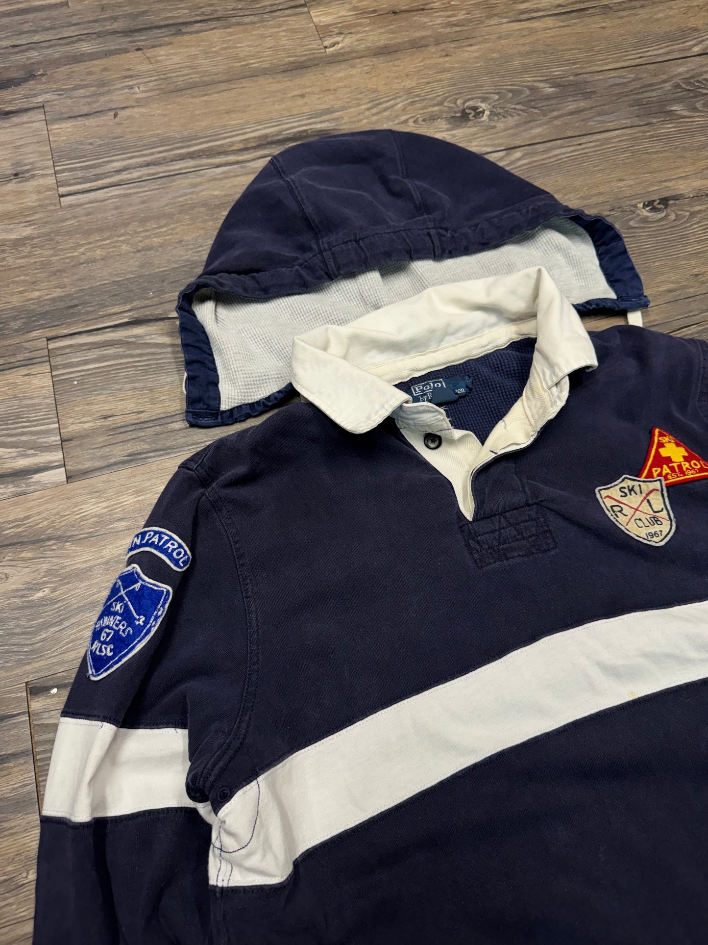 POLO RALPH LAUREN SKI PATROL COLLARED HOODED SWEATSHIRT (XL)