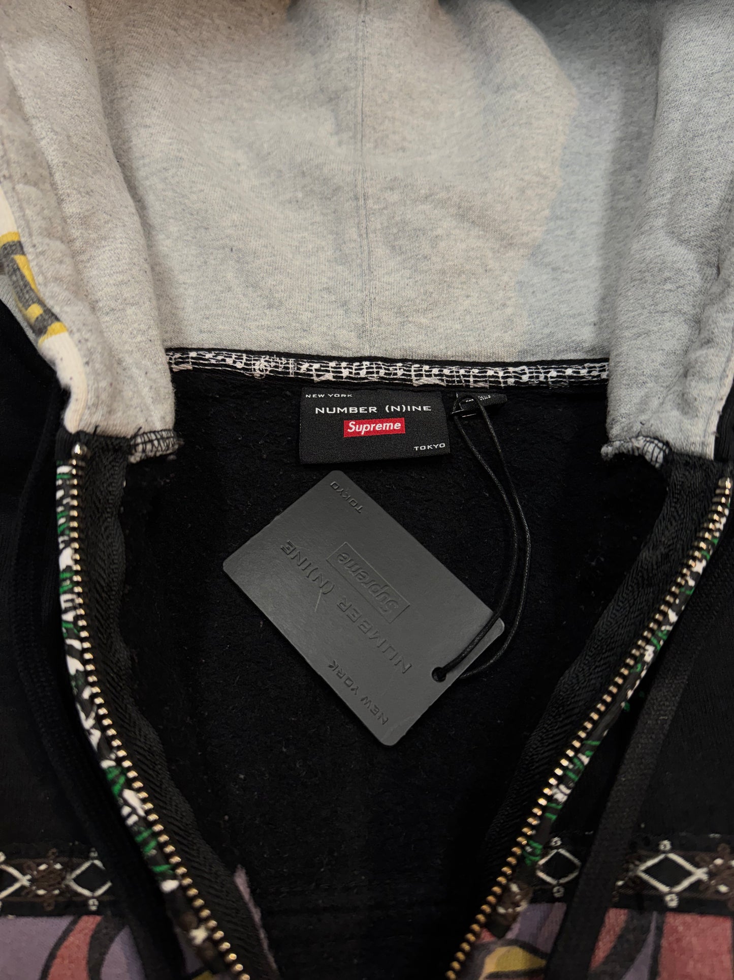 SUPREME NUMBER (N)INE PATCHWORK ZIP-UP HOODIE