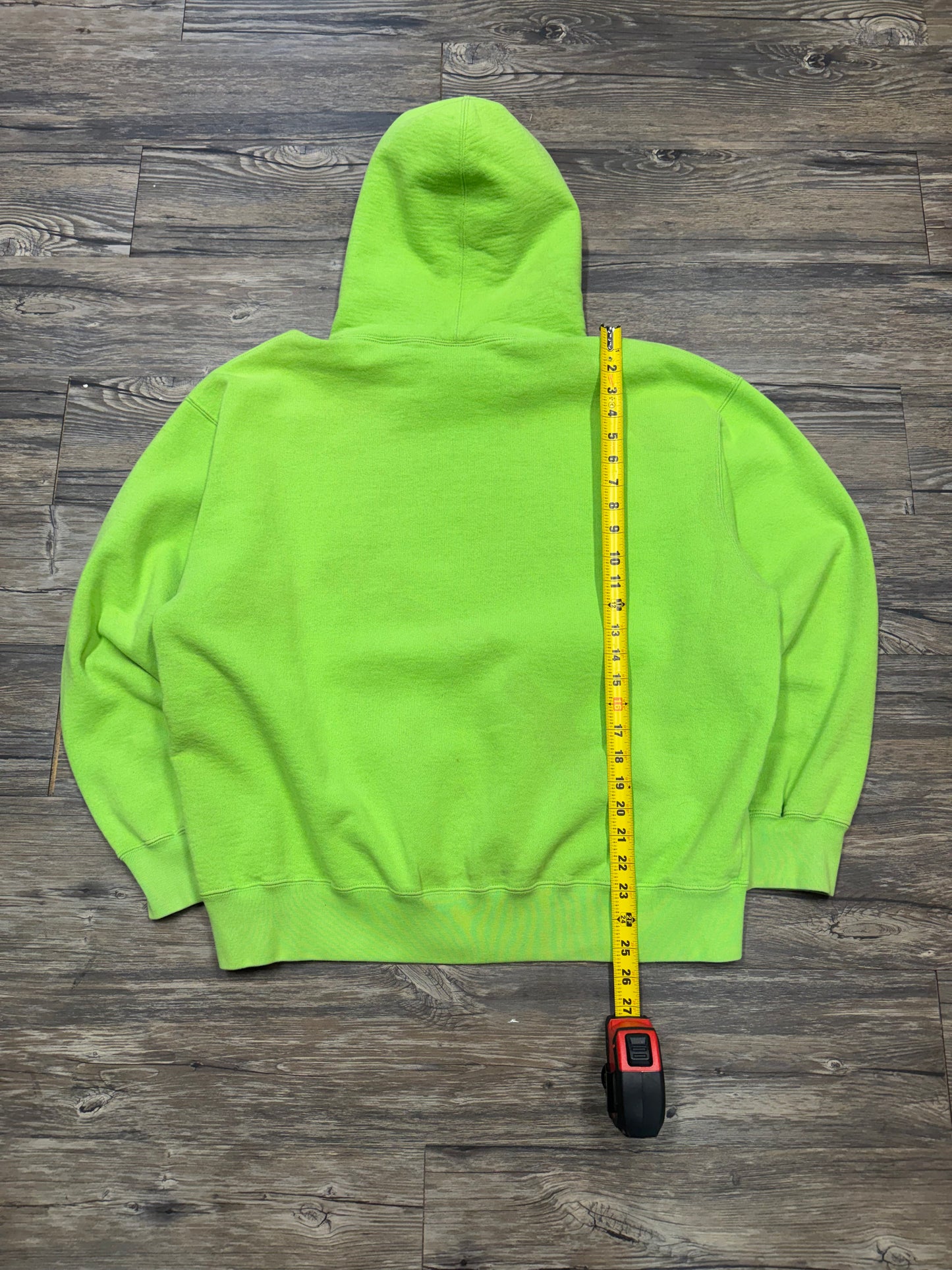 SUPREME NEON GREEN HOOD LOGO HOODIE (L)