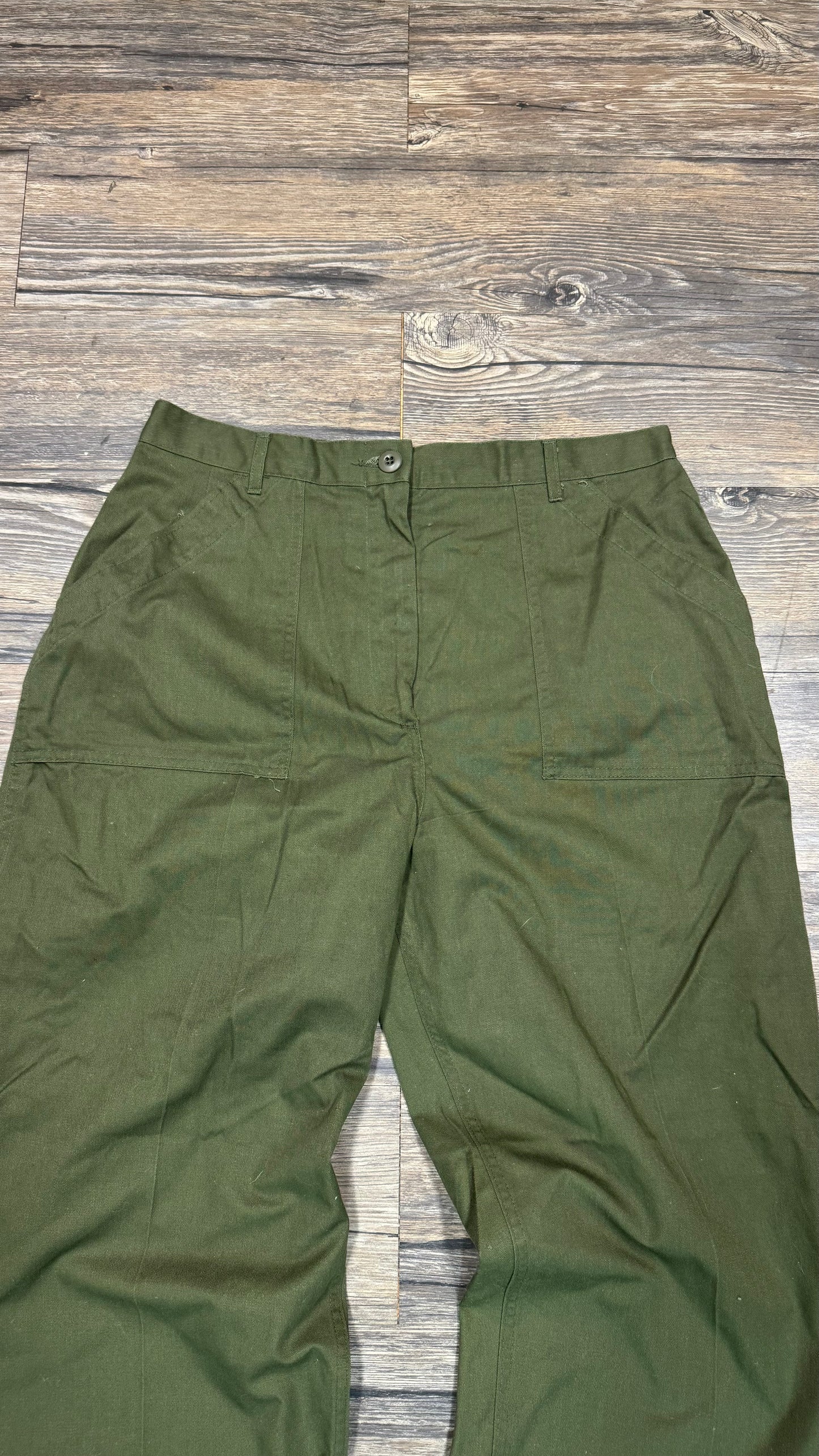 MILITARY OLIVE GREEN WORK PANTS (34x32)