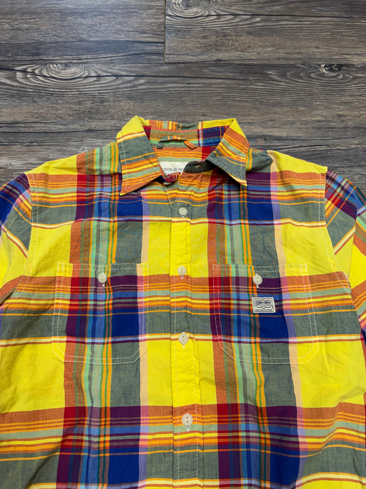 POLO RALPH LAUREN DENIM & SUPPLY CHECKERED SS BUTTON-UP (S)
