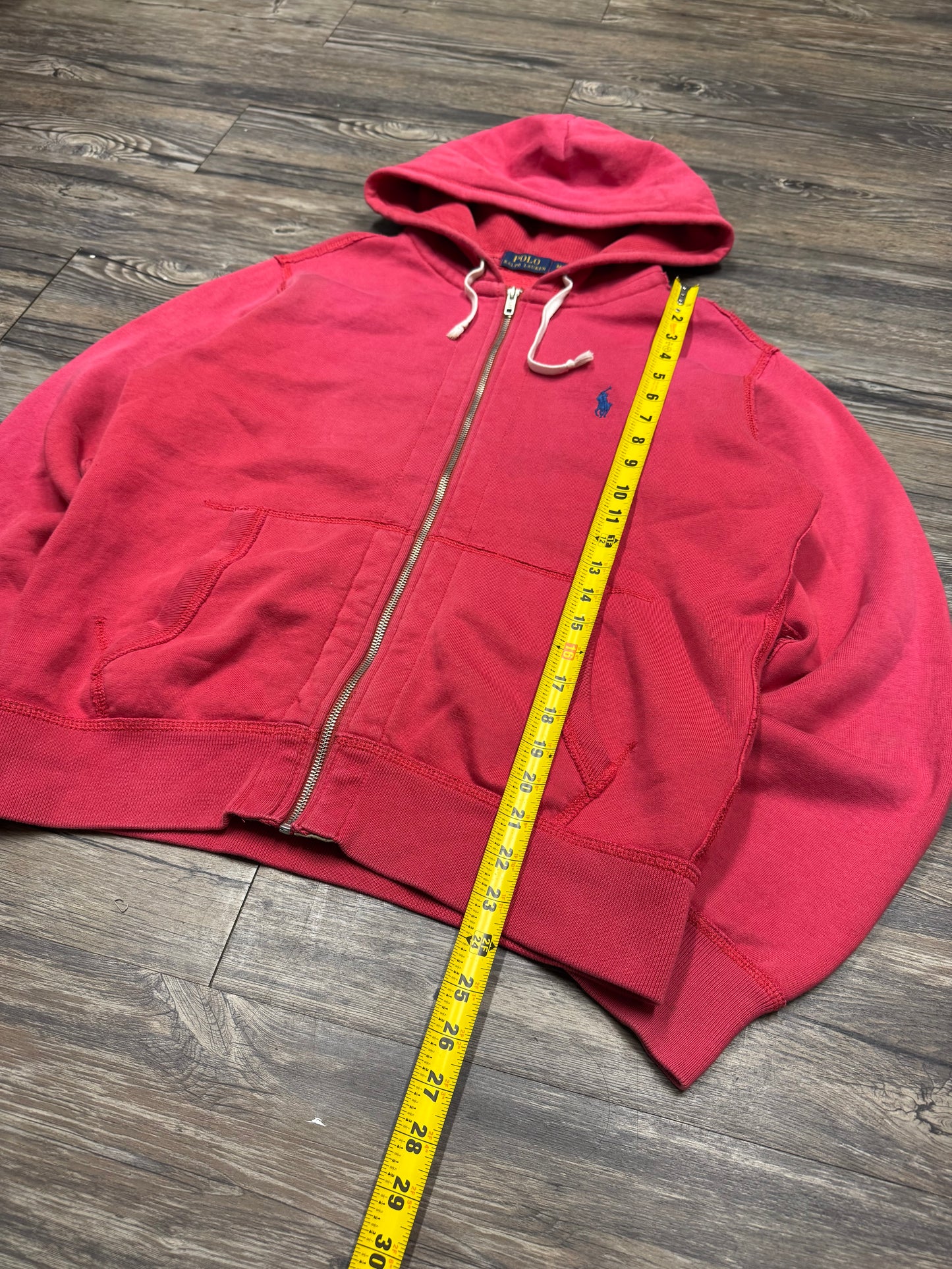 POLO RALPH LAUREN ‘SALMON’ ZIP UP HOODED SWEATSHIRT (M)