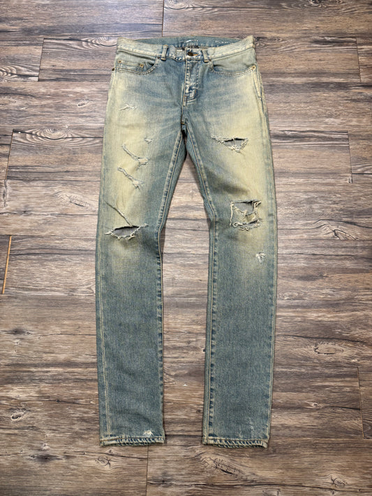 SAINT LAURENT PARIS ‘18 CRASH LIGHTWASH JEANS (28)