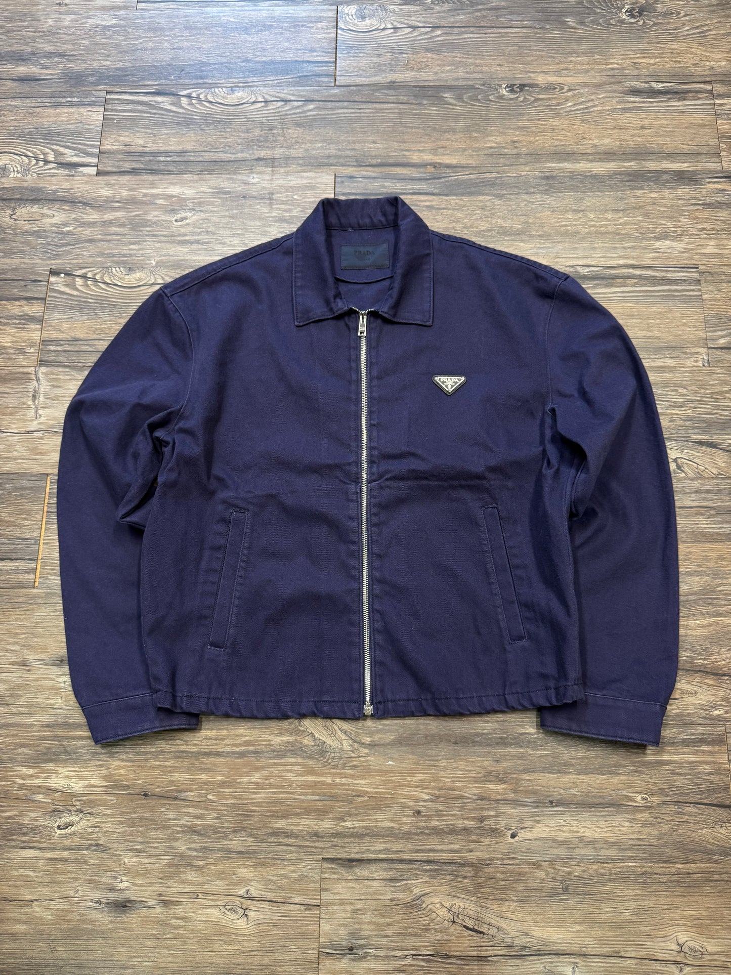PRADA TRIANGLE LOGO NAVY TRACK JACKET (L)