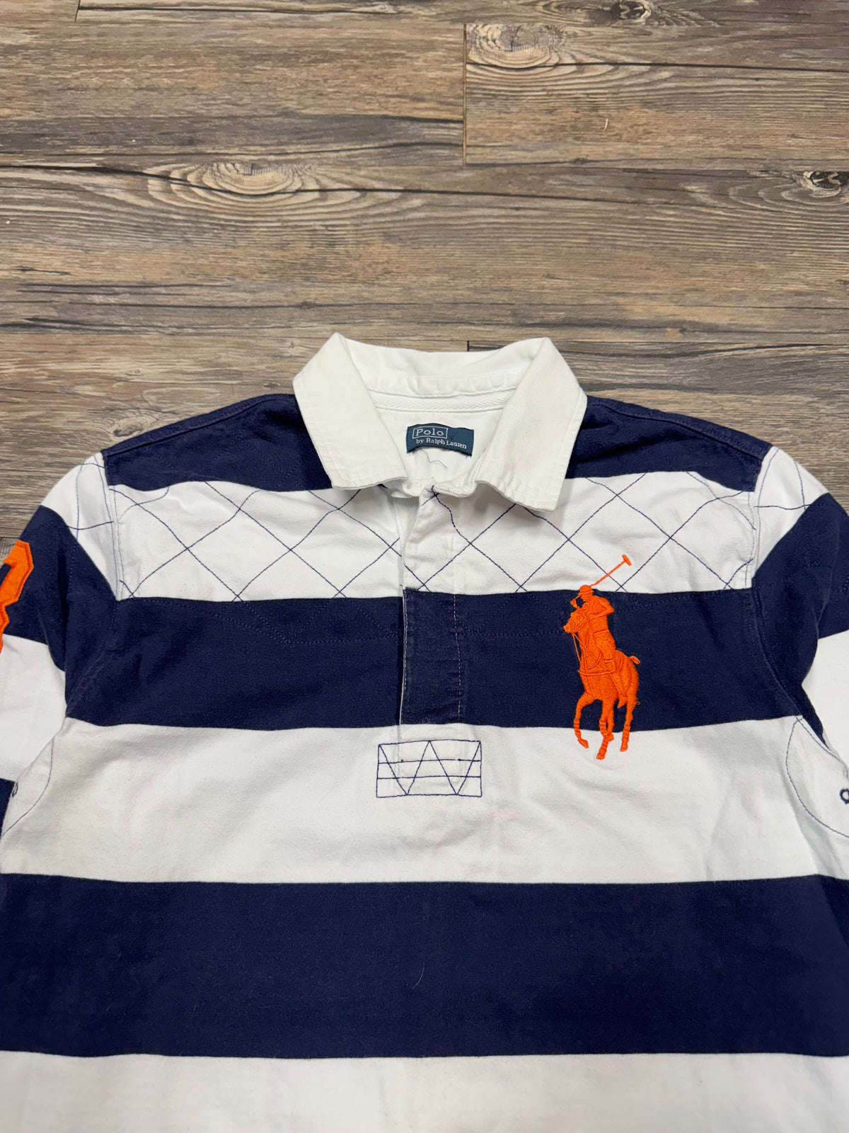 POLO RALPH LAUREN STRIPED BIG PONY RUGBY LONGSLEEVE SHIRT (M)