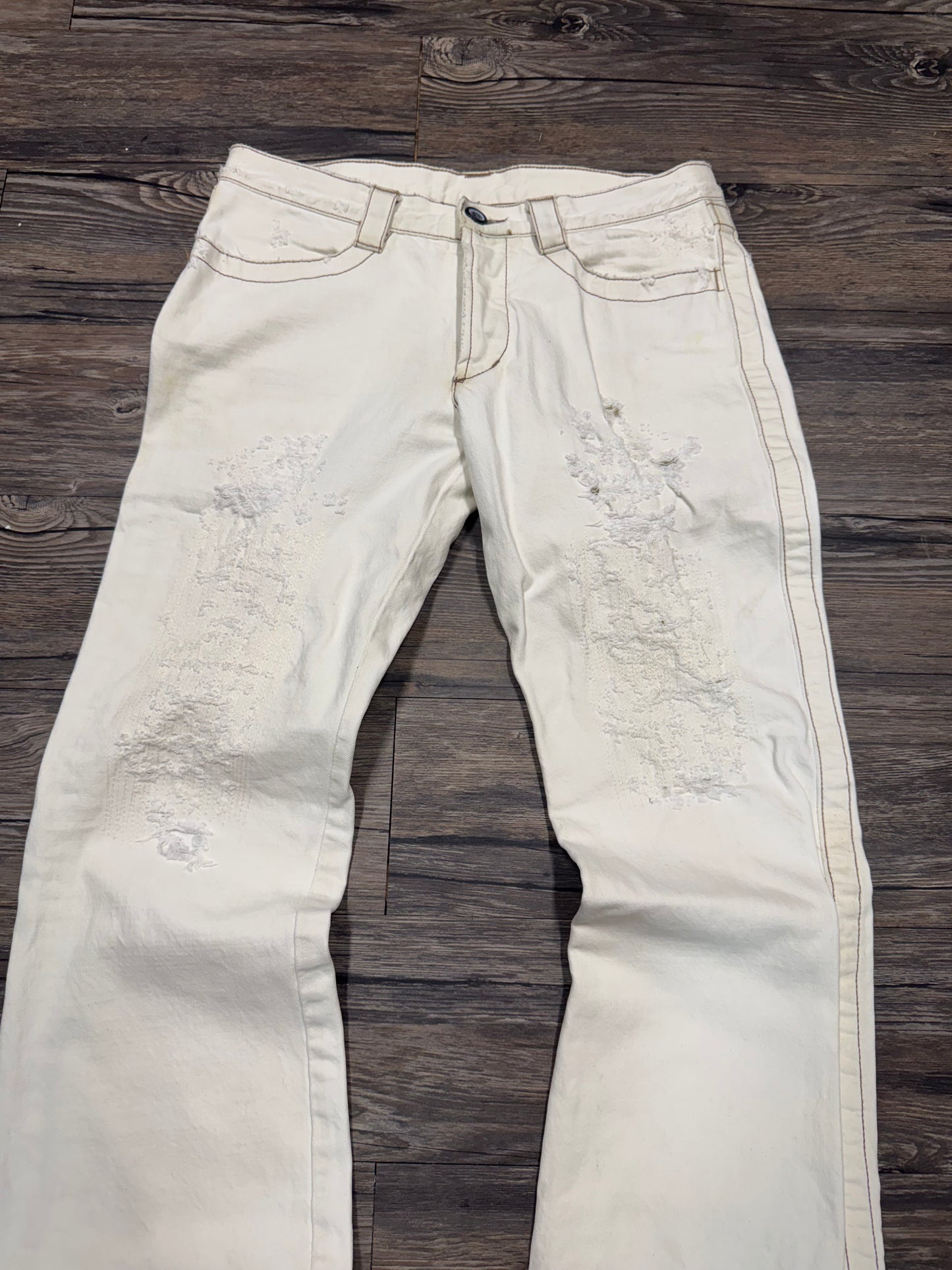DIRK BIKKEMBERGS WHITE BOOTCUT JEANS (32)