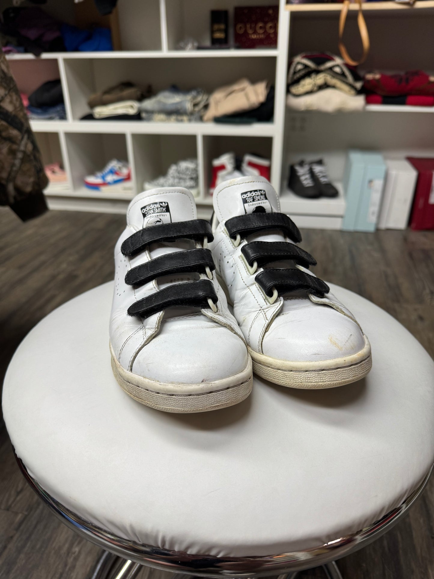 RAF SIMONS X STAN SMITHS VELCROW LEATHER LOW TOPS (7.5)
