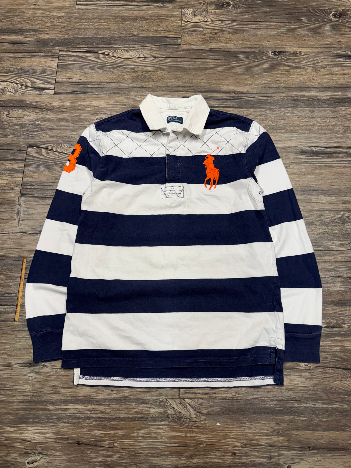 POLO RALPH LAUREN STRIPED BIG PONY RUGBY LONGSLEEVE SHIRT (M)