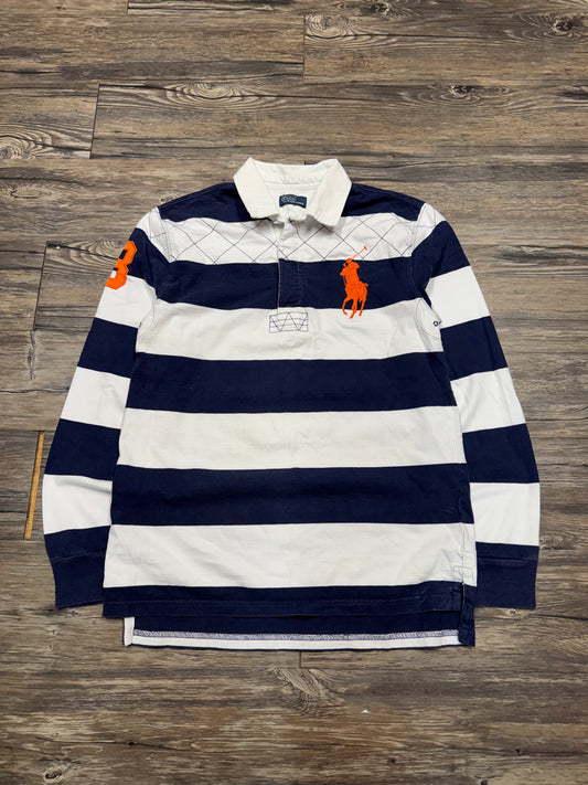 POLO RALPH LAUREN STRIPED BIG PONY RUGBY LONGSLEEVE SHIRT (M)