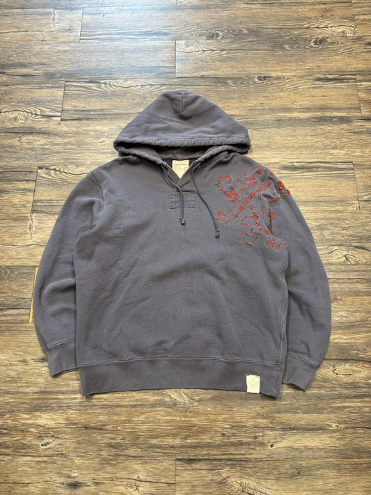 POLO RALPH LAUREN EMBROIDERED LION HENLEY HOODIE (M)