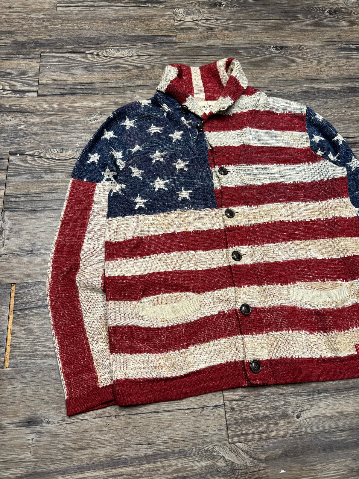 POLO RALPH LAUREN DENIM & SUPPLY AMERICAN FLAG BUTTON UP SHAWL (L)