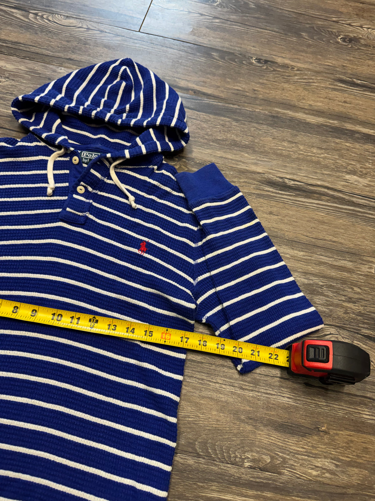 POLO RALPH LAUREN STRIPED HENLEY HOODIE (S)