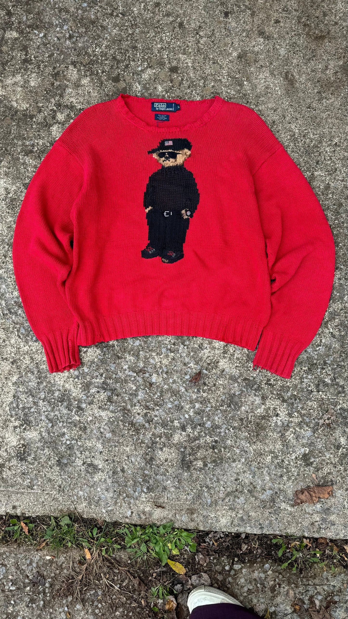 POLO RALPH LAUREN POLO BEAR KNIT SWEATER (L)