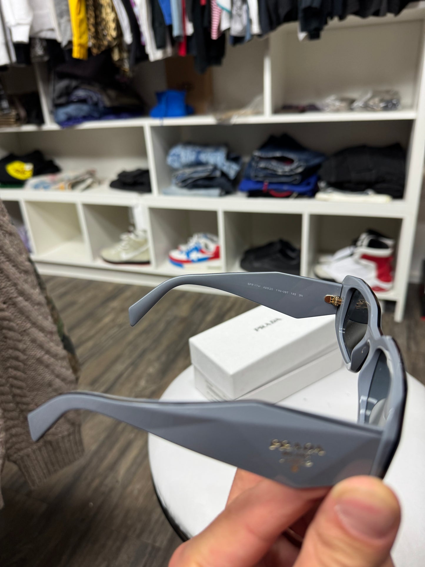 SLATE PRADA RECTANGULAR SUNGLASSES (OS)