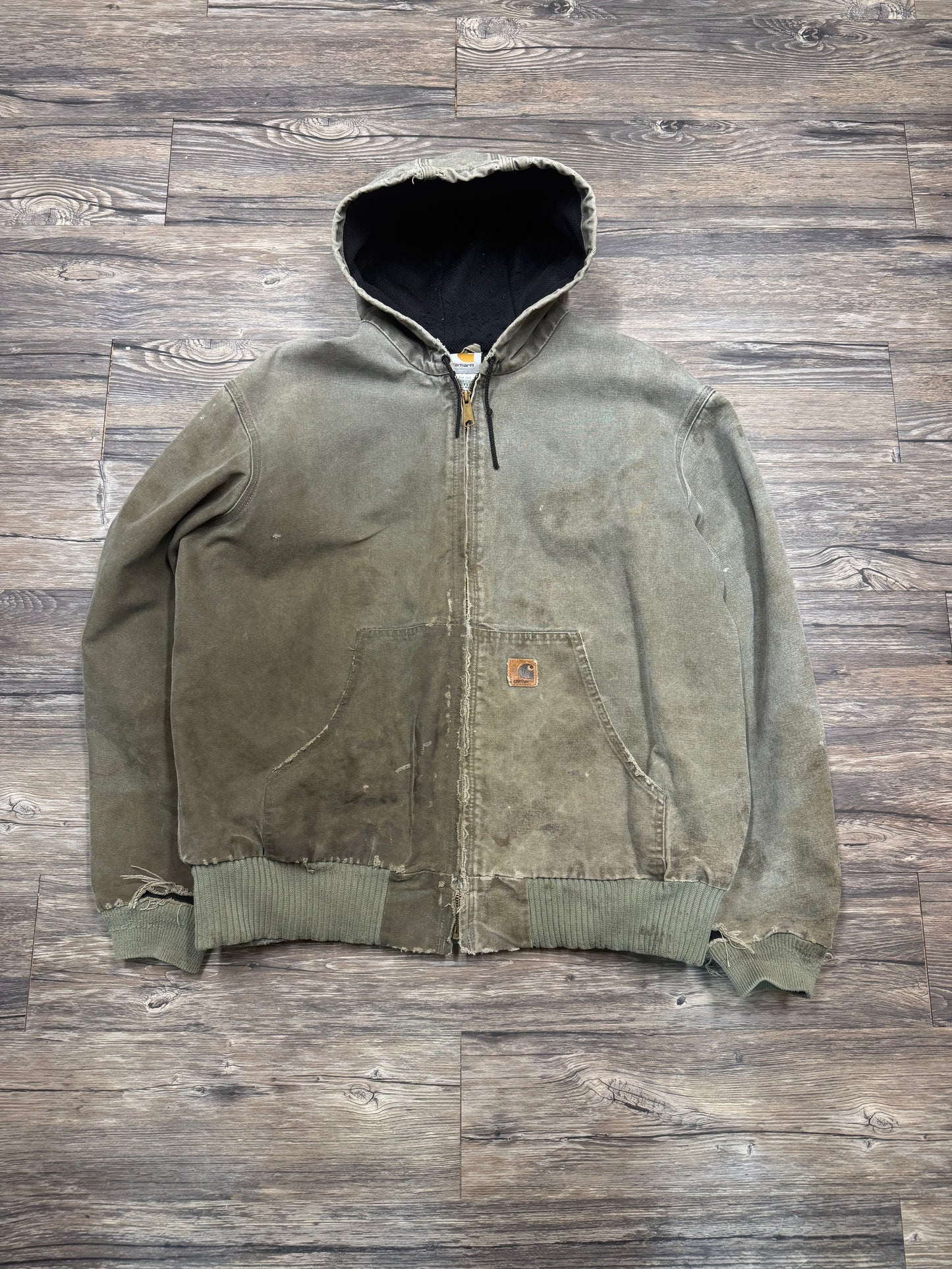 CARHARTT OLIVE DISTRESSED & FADED 2 TONE JACKET (XL)