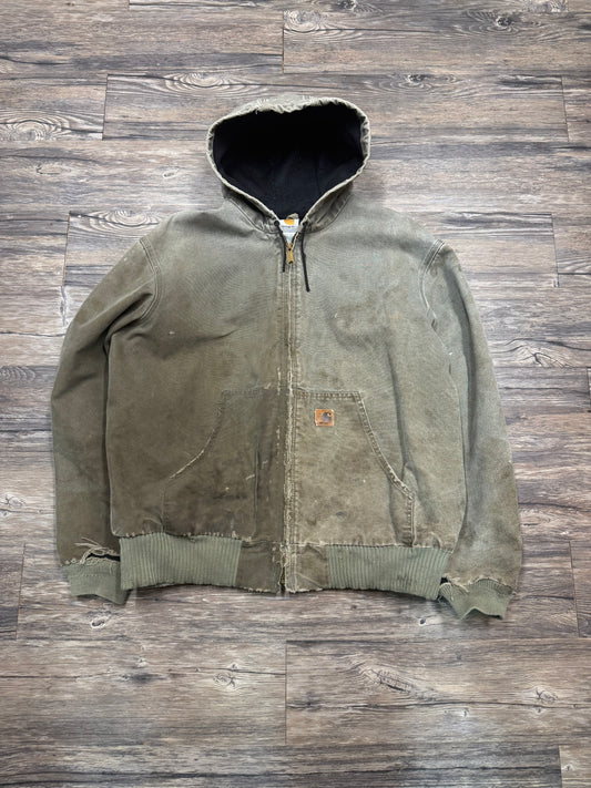 CARHARTT OLIVE DISTRESSED & FADED 2 TONE JACKET (XL)